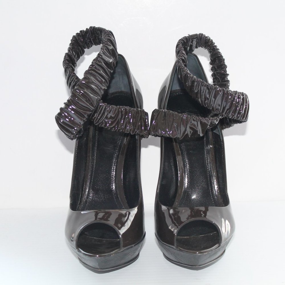 Burberry Prorsum Ruched Patent Leather Heels Size EU 40